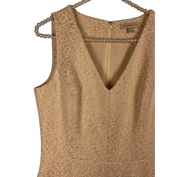 Banana Republic Heritage Gold Leapard Print Box Pleat V Neck Halter Dress Size 8 - Picture 4 of 10